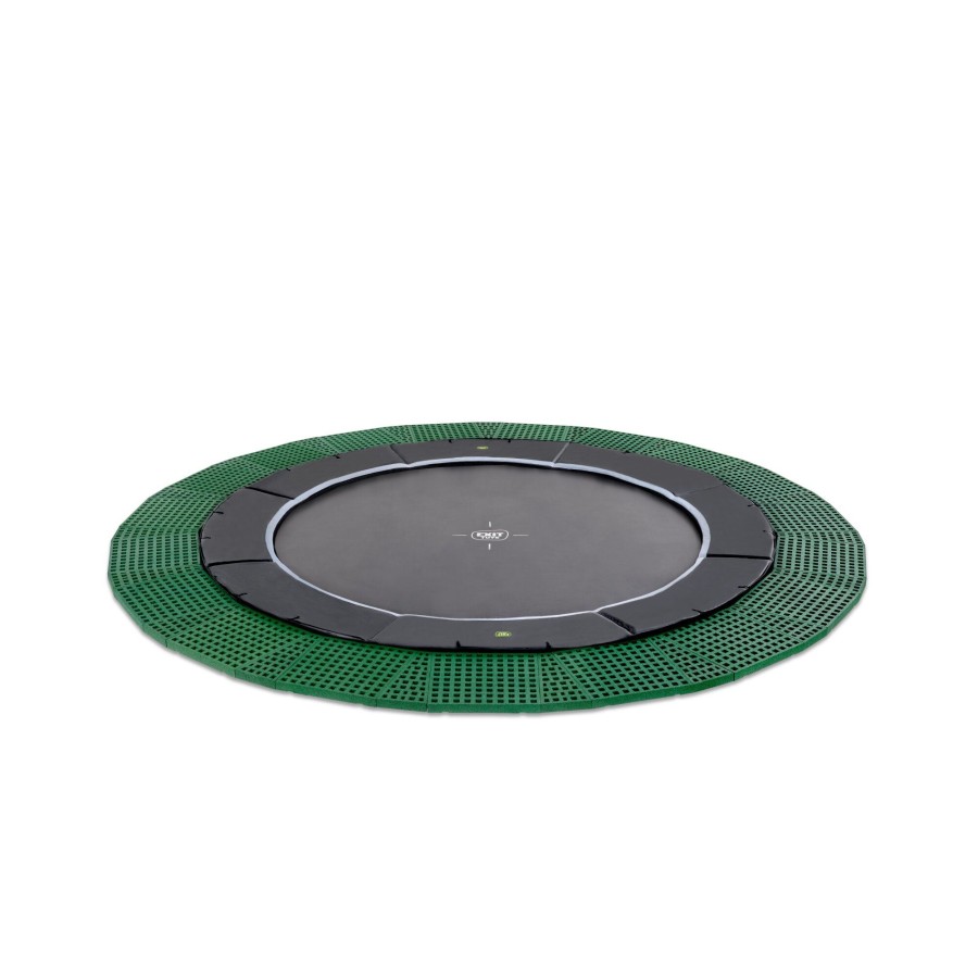 Trampolines EXIT Toys Ronde Trampolines | Exit Dynamic Groundlevel Trampoline O305Cm Met Freezone Veiligheidstegels - Zwart