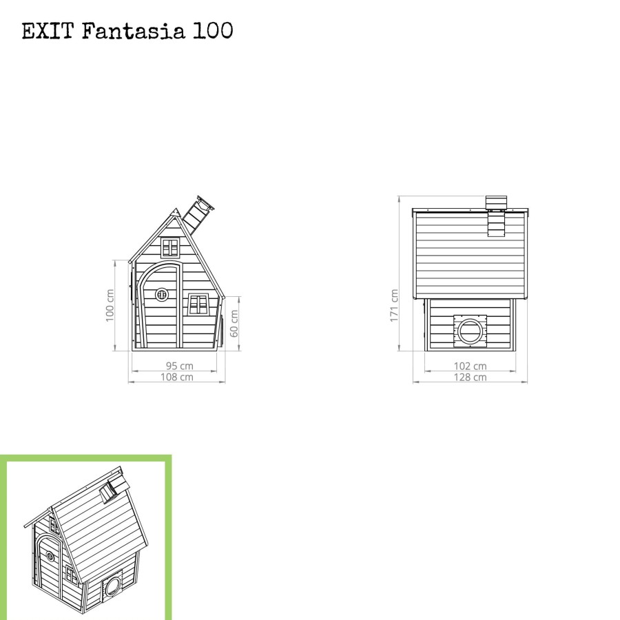 Speelhuizen & -Toestellen EXIT Toys Fantasia Speelhuisjes | Exit Fantasia 100 Houten Speelhuis - Groen