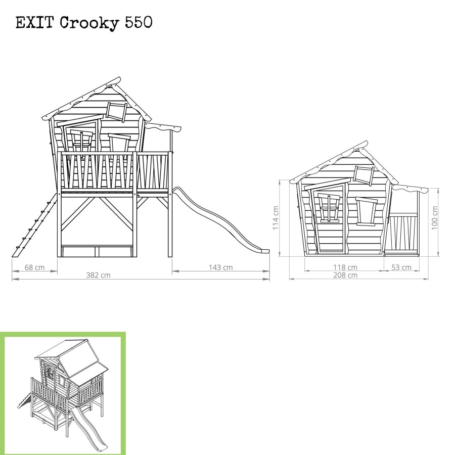 Speelhuizen & -Toestellen EXIT Toys Crooky Speelhuisjes | Exit Crooky 550 Houten Speelhuis - Grijsbeige