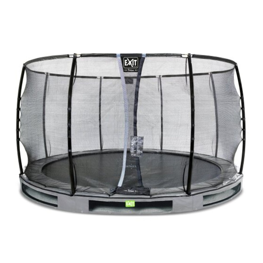 Trampolines EXIT Toys Ronde Trampolines | Exit Elegant Premium Inground Trampoline O366Cm Met Deluxe Veiligheidsnet - Grijs