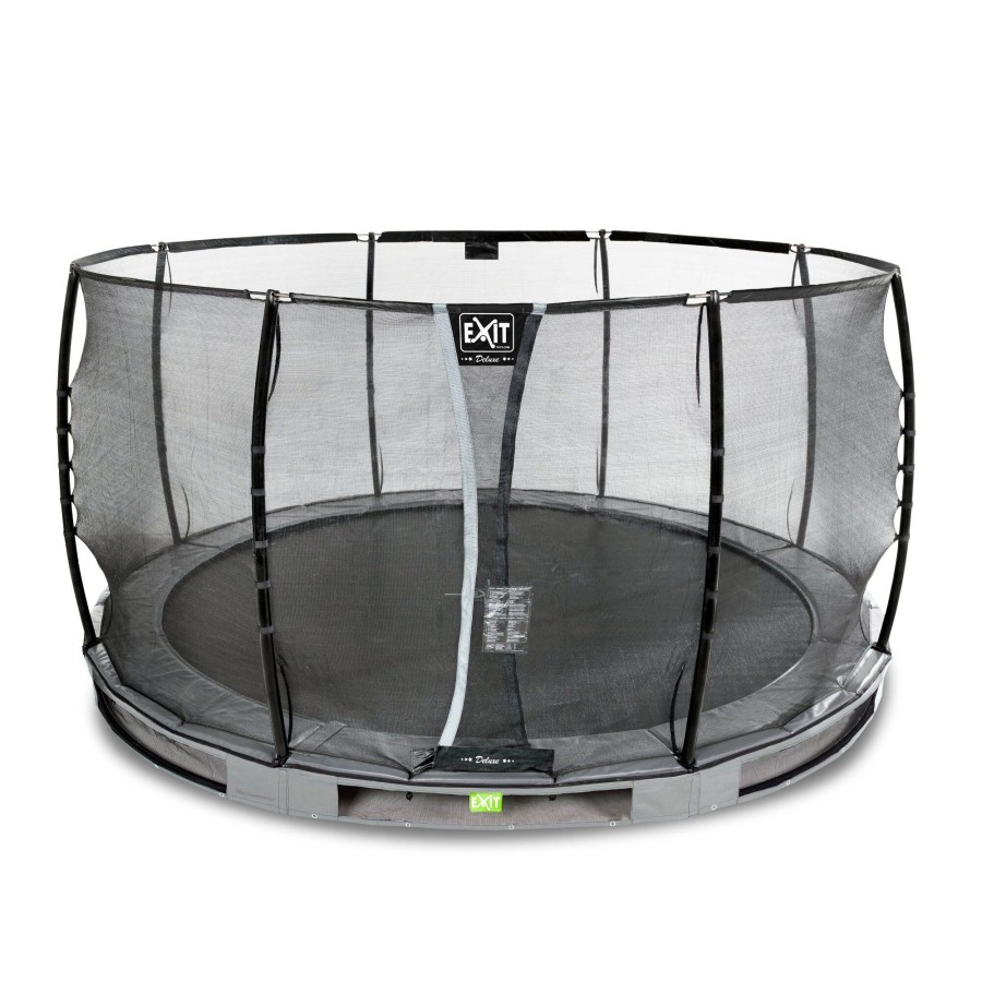 Trampolines EXIT Toys Ronde Trampolines | Exit Elegant Premium Inground Trampoline O366Cm Met Deluxe Veiligheidsnet - Grijs