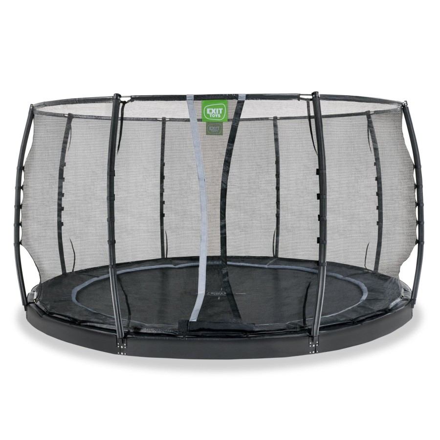 Trampolines EXIT Toys Ronde Trampolines | Exit Dynamic Groundlevel Trampoline O427Cm Met Veiligheidsnet - Zwart