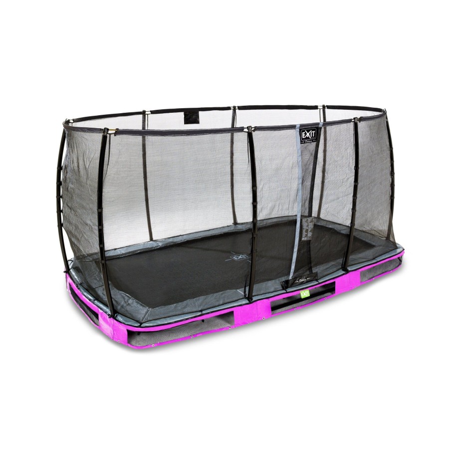 Trampolines EXIT Toys Rechthoekige Trampolines | Exit Elegant Premium Inground Trampoline 244X427Cm Met Deluxe Veiligheidsnet - Paars