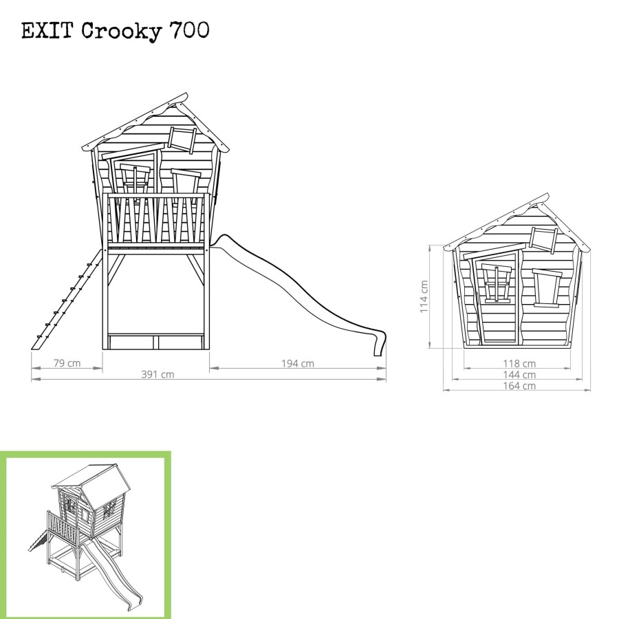 Speelhuizen & -Toestellen EXIT Toys Crooky Speelhuisjes | Exit Crooky 700 Houten Speelhuis - Grijsbeige