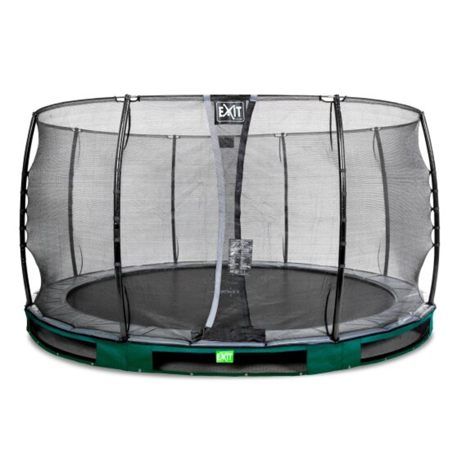 Trampolines EXIT Toys Ronde Trampolines | Exit Elegant Inground Trampoline O427Cm Met Economy Veiligheidsnet - Groen