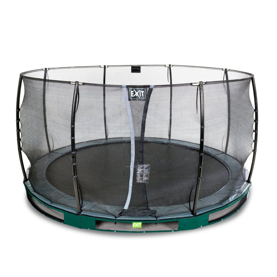 Trampolines EXIT Toys Ronde Trampolines | Exit Elegant Inground Trampoline O427Cm Met Economy Veiligheidsnet - Groen