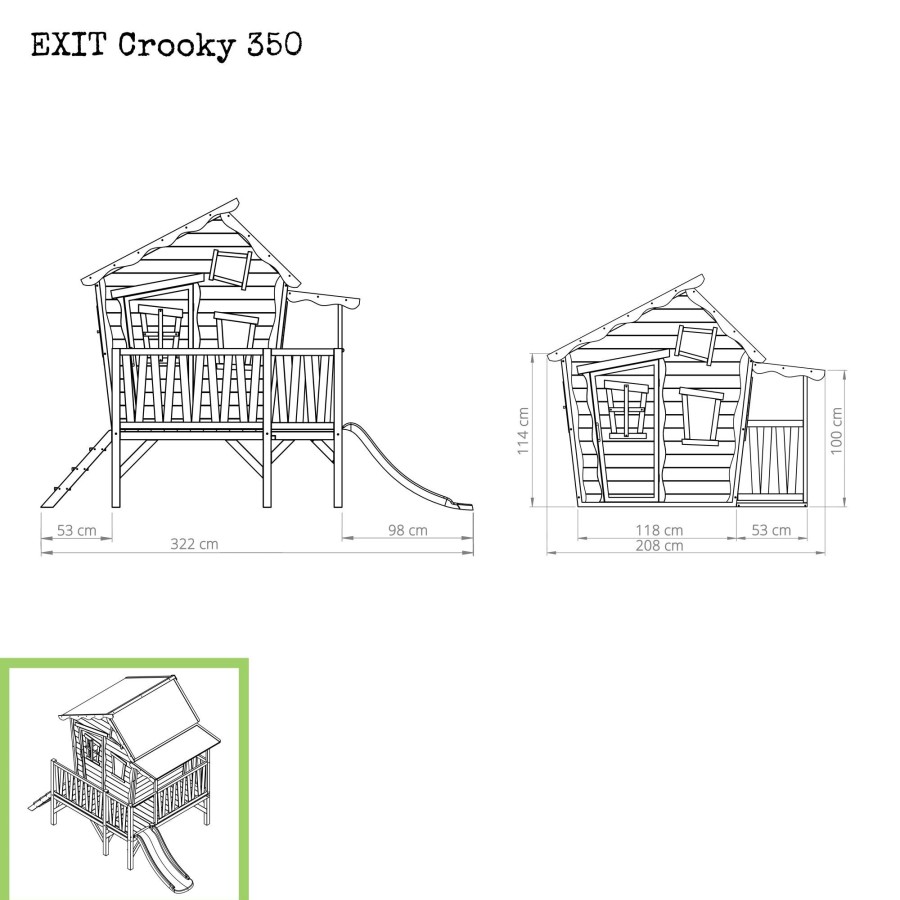 Speelhuizen & -Toestellen EXIT Toys Crooky Speelhuisjes | Exit Crooky 350 Houten Speelhuis - Grijsbeige