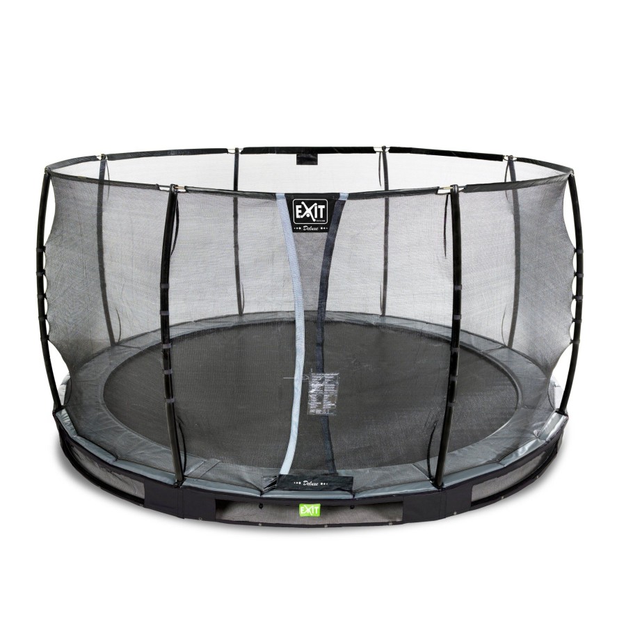 Trampolines EXIT Toys Ronde Trampolines | Exit Elegant Premium Inground Trampoline O366Cm Met Deluxe Veiligheidsnet - Zwart