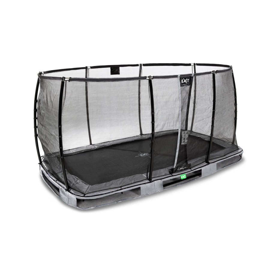 Trampolines EXIT Toys Rechthoekige Trampolines | Exit Elegant Premium Inground Trampoline 214X366Cm Met Deluxe Veiligheidsnet - Grijs