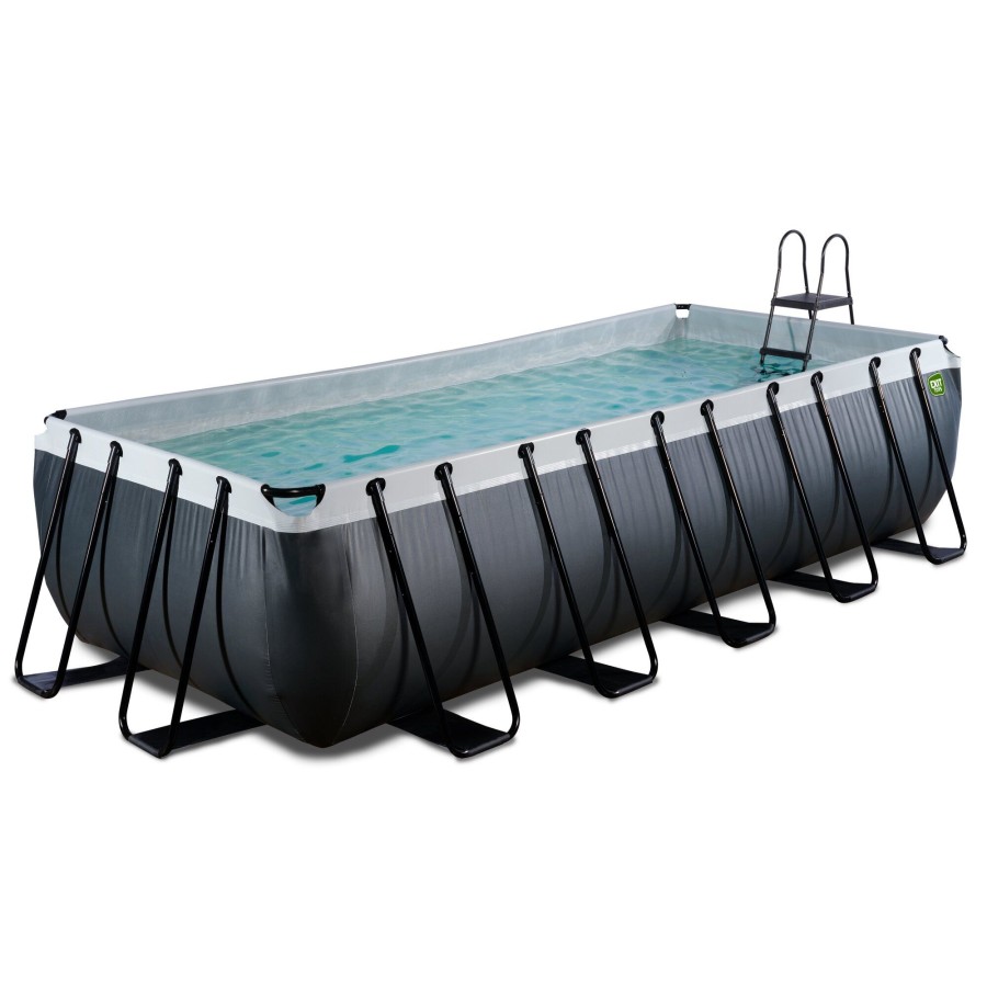 Zwembaden & Spa'S EXIT Toys Rechthoekige Zwembaden | Exit Black Leather Zwembad 540X250X122Cm Met Filterpomp - Zwart