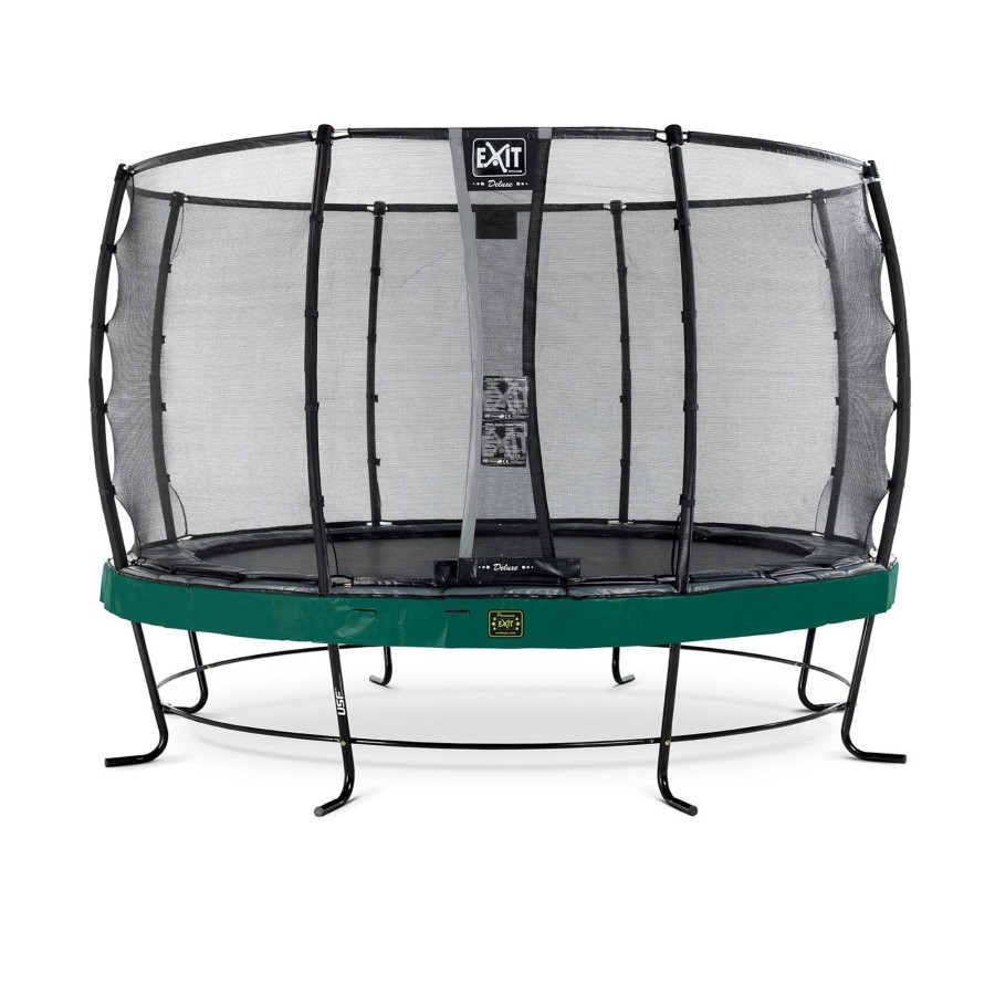 Trampolines EXIT Toys Ronde Trampolines | Exit Elegant Premium Trampoline O366Cm Met Deluxe Veiligheidsnet - Groen