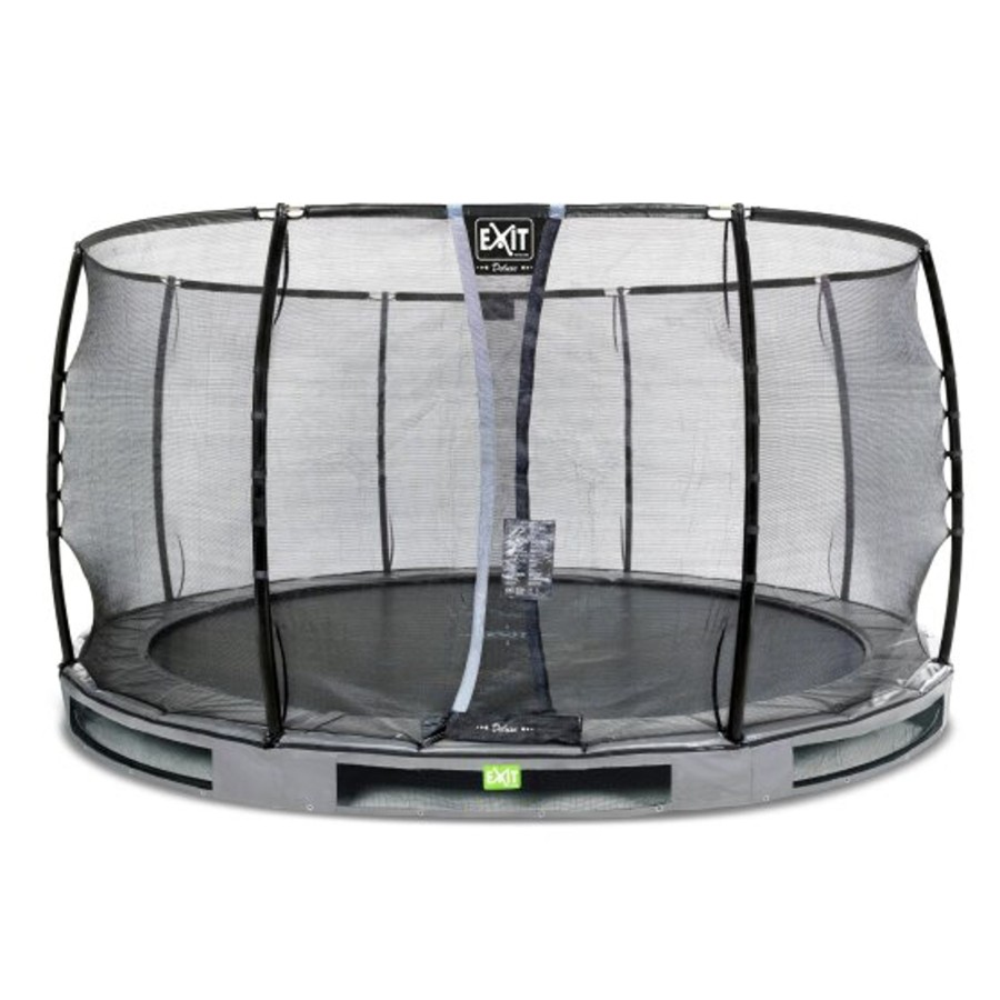 Trampolines EXIT Toys Ronde Trampolines | Exit Elegant Premium Inground Trampoline O427Cm Met Deluxe Veiligheidsnet - Grijs