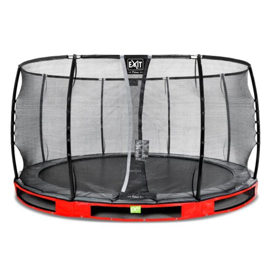 Trampolines EXIT Toys Ronde Trampolines | Exit Elegant Premium Inground Trampoline O427Cm Met Deluxe Veiligheidsnet - Rood