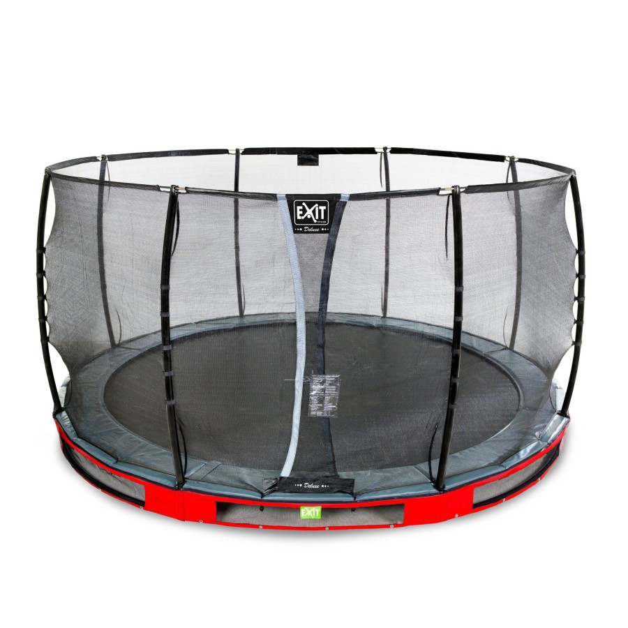 Trampolines EXIT Toys Ronde Trampolines | Exit Elegant Premium Inground Trampoline O427Cm Met Deluxe Veiligheidsnet - Rood