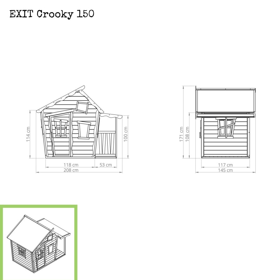 Speelhuizen & -Toestellen EXIT Toys Crooky Speelhuisjes | Exit Crooky 150 Houten Speelhuis - Grijsbeige