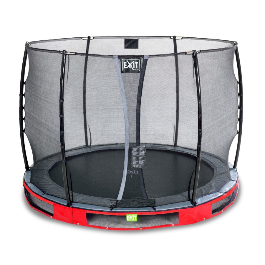 Trampolines EXIT Toys Ronde Trampolines | Exit Elegant Inground Trampoline O305Cm Met Economy Veiligheidsnet - Rood