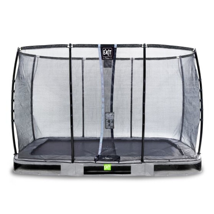 Trampolines EXIT Toys Rechthoekige Trampolines | Exit Elegant Premium Inground Trampoline 244X427Cm Met Deluxe Veiligheidsnet - Grijs