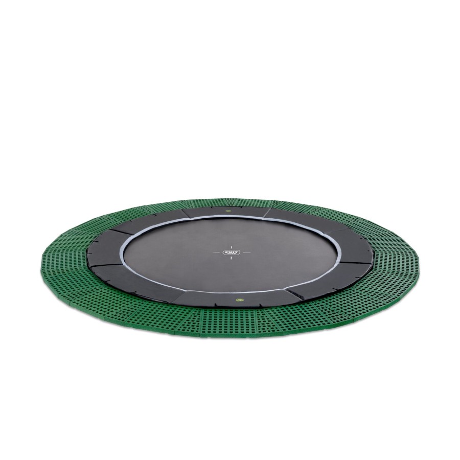 Trampolines EXIT Toys Ronde Trampolines | Exit Dynamic Groundlevel Trampoline O366Cm Met Freezone Veiligheidstegels - Zwart