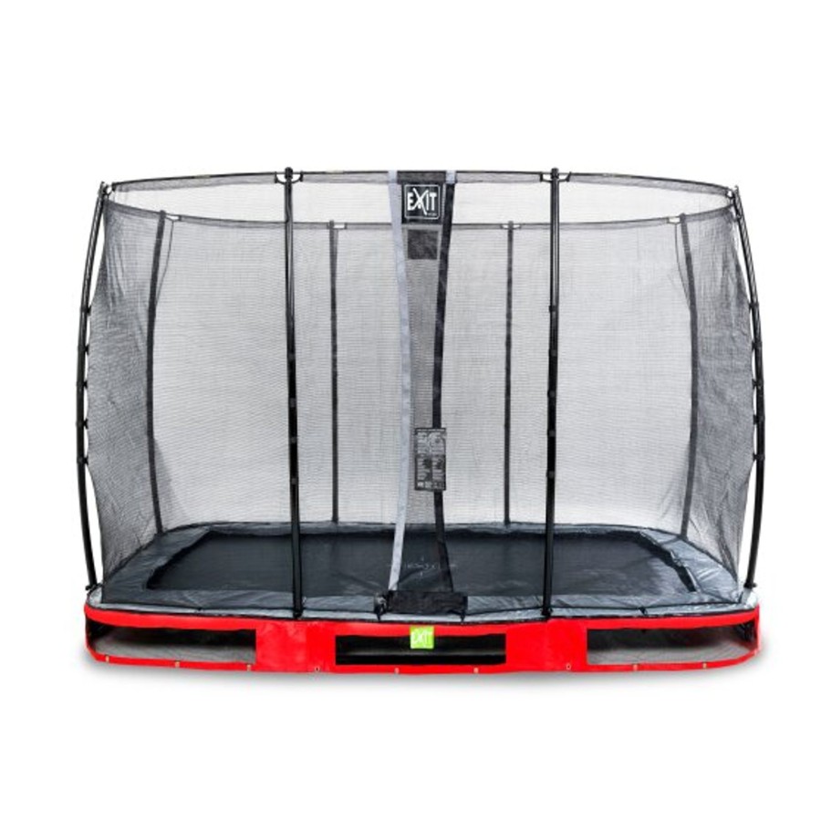 Trampolines EXIT Toys Rechthoekige Trampolines | Exit Elegant Inground Trampoline 214X366Cm Met Economy Veiligheidsnet - Rood