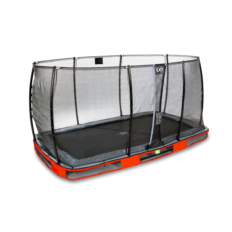 Trampolines EXIT Toys Rechthoekige Trampolines | Exit Elegant Inground Trampoline 214X366Cm Met Economy Veiligheidsnet - Rood