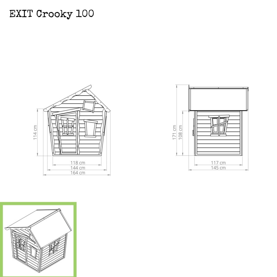 Speelhuizen & -Toestellen EXIT Toys Crooky Speelhuisjes | Exit Crooky 100 Houten Speelhuis - Grijsbeige