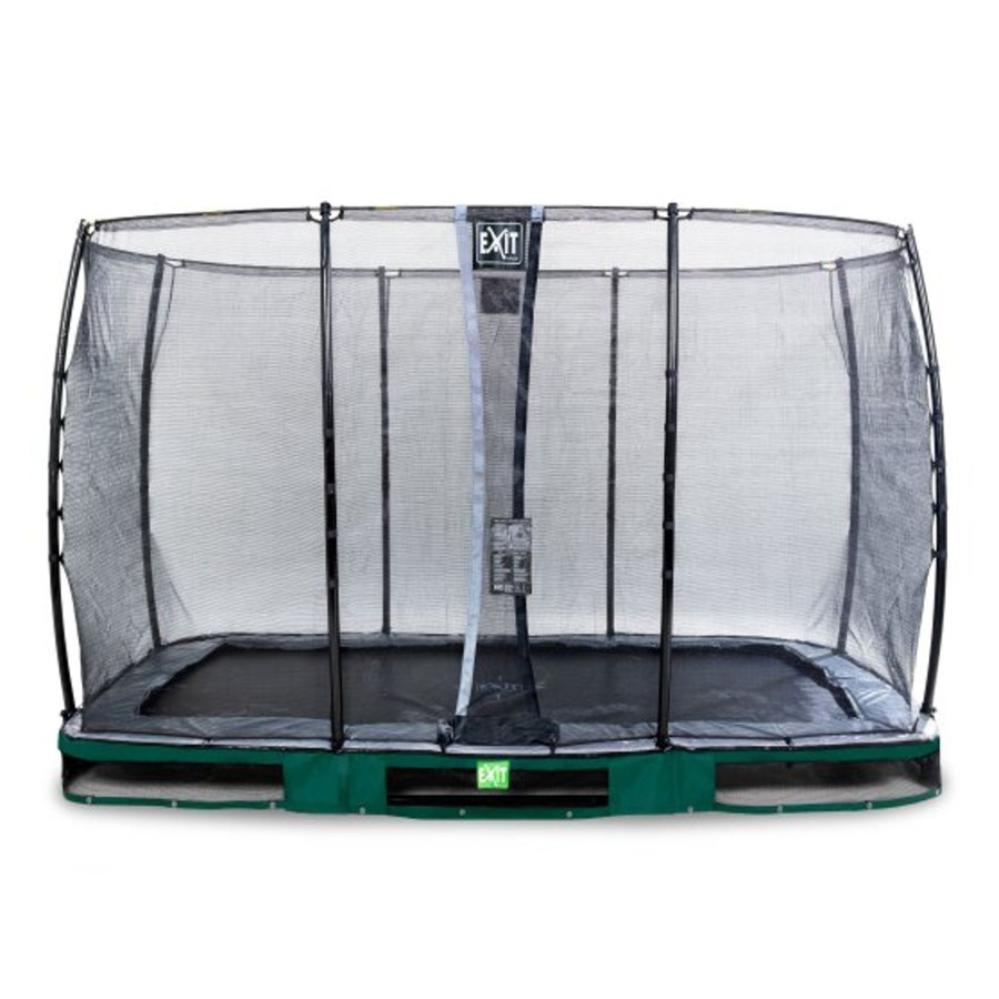 Trampolines EXIT Toys Rechthoekige Trampolines | Exit Elegant Inground Trampoline 244X427Cm Met Economy Veiligheidsnet - Groen