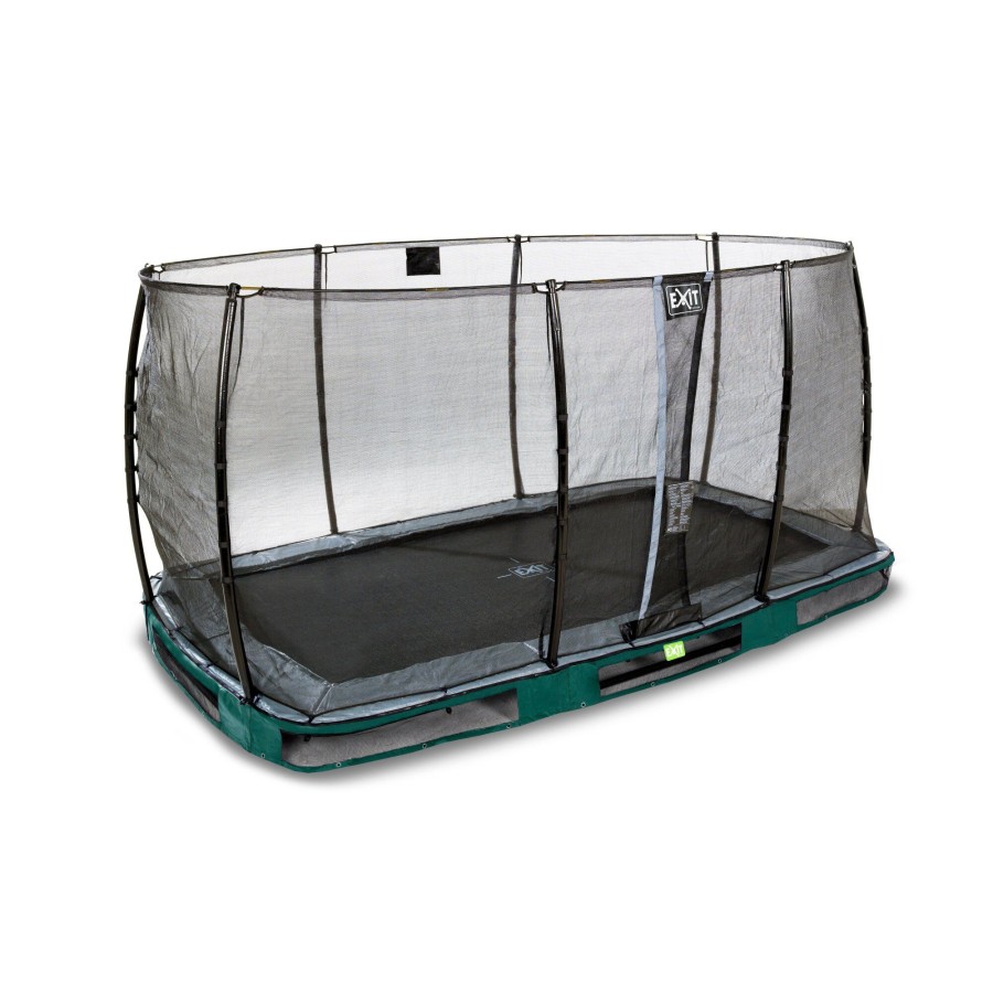 Trampolines EXIT Toys Rechthoekige Trampolines | Exit Elegant Inground Trampoline 244X427Cm Met Economy Veiligheidsnet - Groen