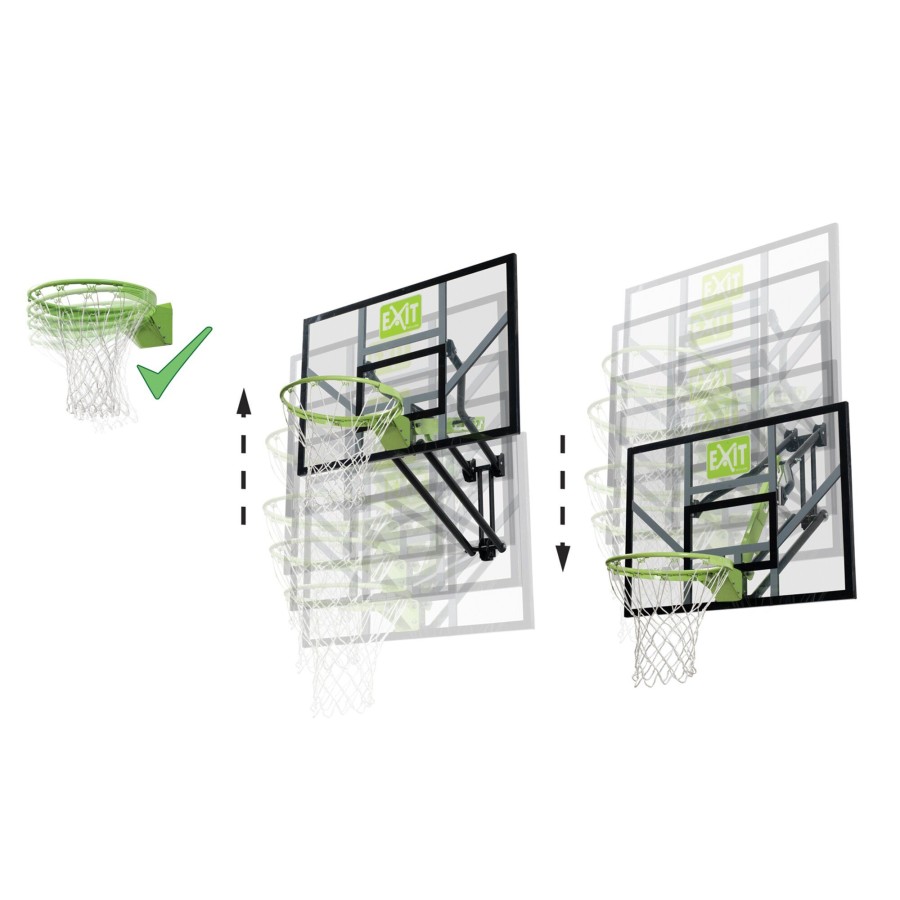 Sport EXIT Toys Basketbalpalen En -Borden | Exit Galaxy Basketbalbord Voor Muurmontage Met Dunkring - Groen/Zwart