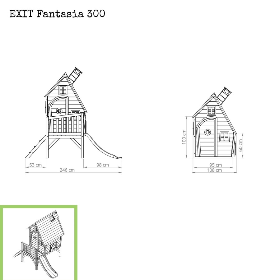 Speelhuizen & -Toestellen EXIT Toys Fantasia Speelhuisjes | Exit Fantasia 300 Houten Speelhuis - Groen