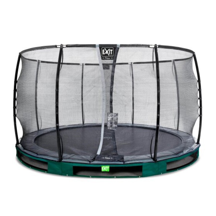 Trampolines EXIT Toys Ronde Trampolines | Exit Elegant Premium Inground Trampoline O366Cm Met Deluxe Veiligheidsnet - Groen