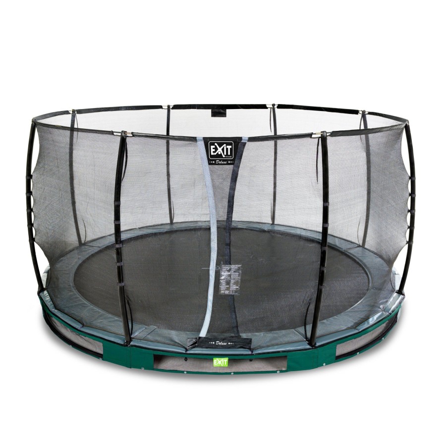 Trampolines EXIT Toys Ronde Trampolines | Exit Elegant Premium Inground Trampoline O366Cm Met Deluxe Veiligheidsnet - Groen