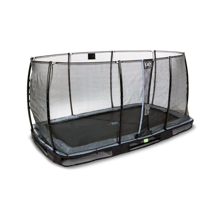 Trampolines EXIT Toys Rechthoekige Trampolines | Exit Elegant Inground Trampoline 214X366Cm Met Economy Veiligheidsnet - Zwart