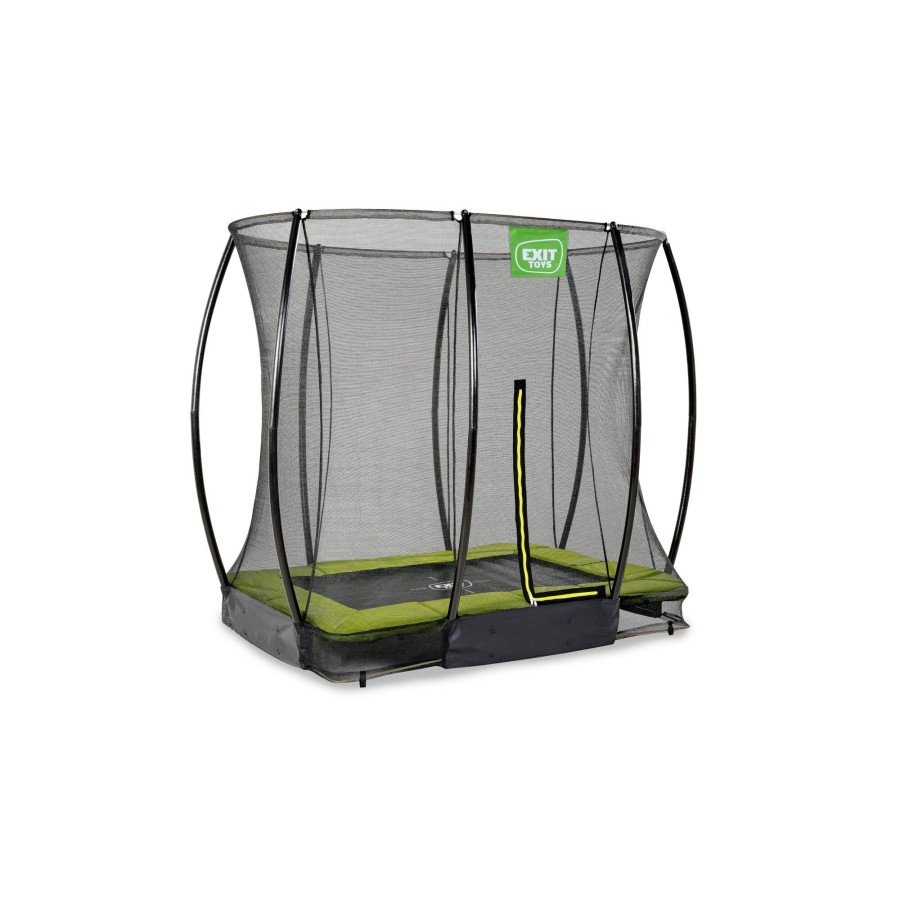 Trampolines EXIT Toys Rechthoekige Trampolines | Exit Silhouette Inground Trampoline 153X214Cm Met Veiligheidsnet - Groen