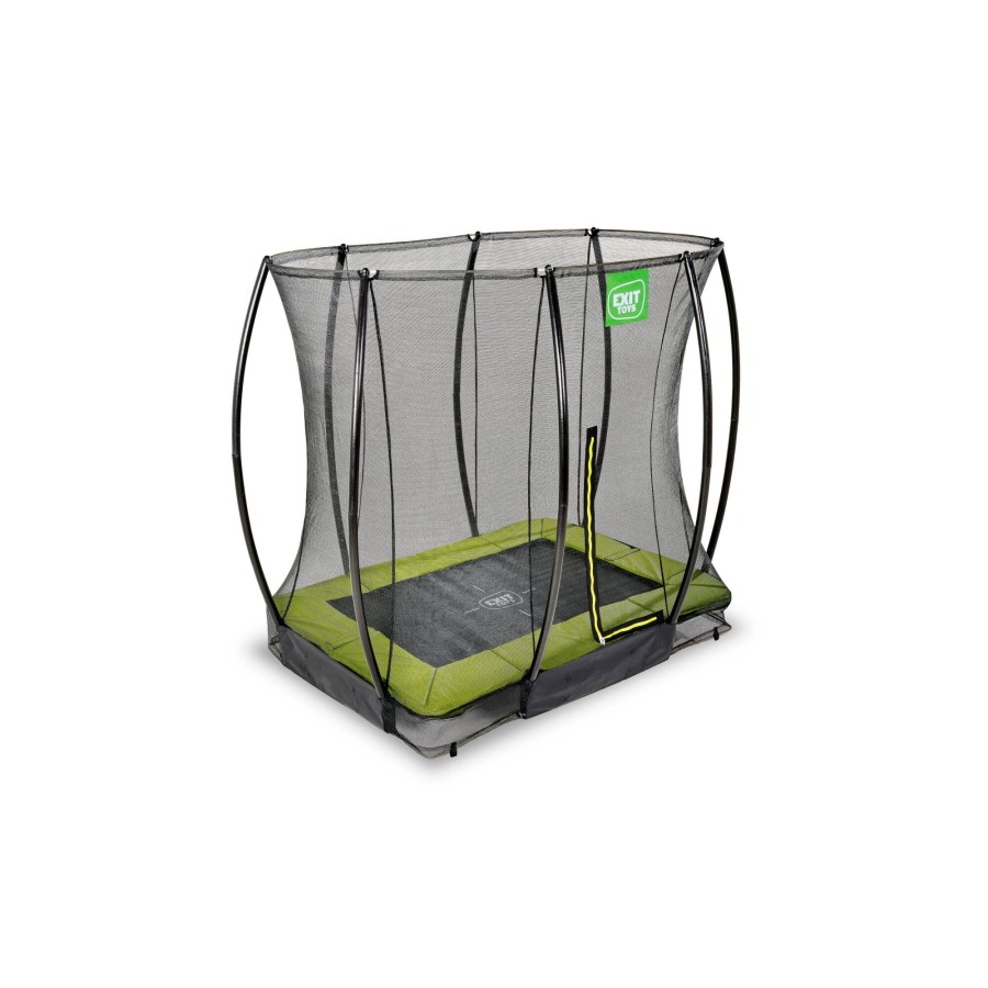 Trampolines EXIT Toys Rechthoekige Trampolines | Exit Silhouette Inground Trampoline 153X214Cm Met Veiligheidsnet - Groen