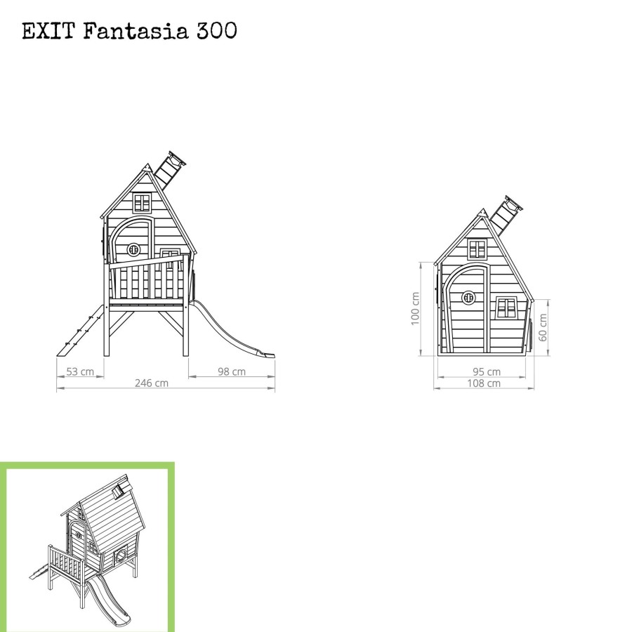 Speelhuizen & -Toestellen EXIT Toys Fantasia Speelhuisjes | Exit Fantasia 300 Houten Speelhuis - Naturel