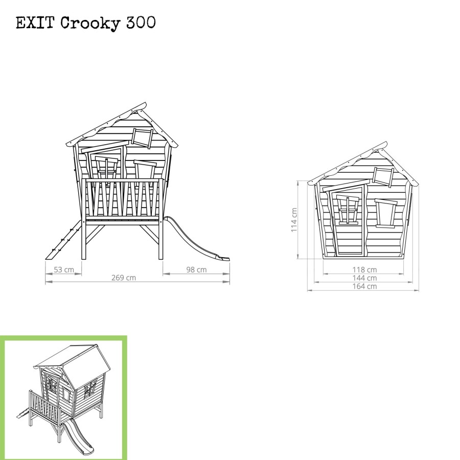 Speelhuizen & -Toestellen EXIT Toys Crooky Speelhuisjes | Exit Crooky 300 Houten Speelhuis - Grijsbeige