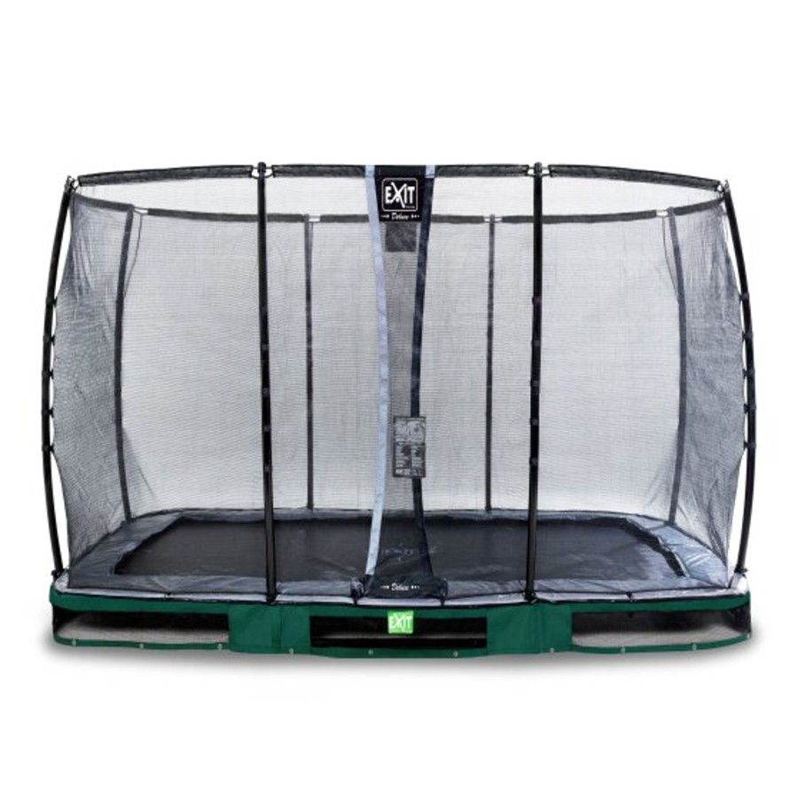 Trampolines EXIT Toys Rechthoekige Trampolines | Exit Elegant Premium Inground Trampoline 244X427Cm Met Deluxe Veiligheidsnet - Groen