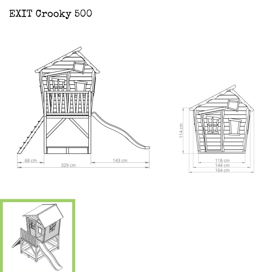 Speelhuizen & -Toestellen EXIT Toys Crooky Speelhuisjes | Exit Crooky 500 Houten Speelhuis - Grijsbeige