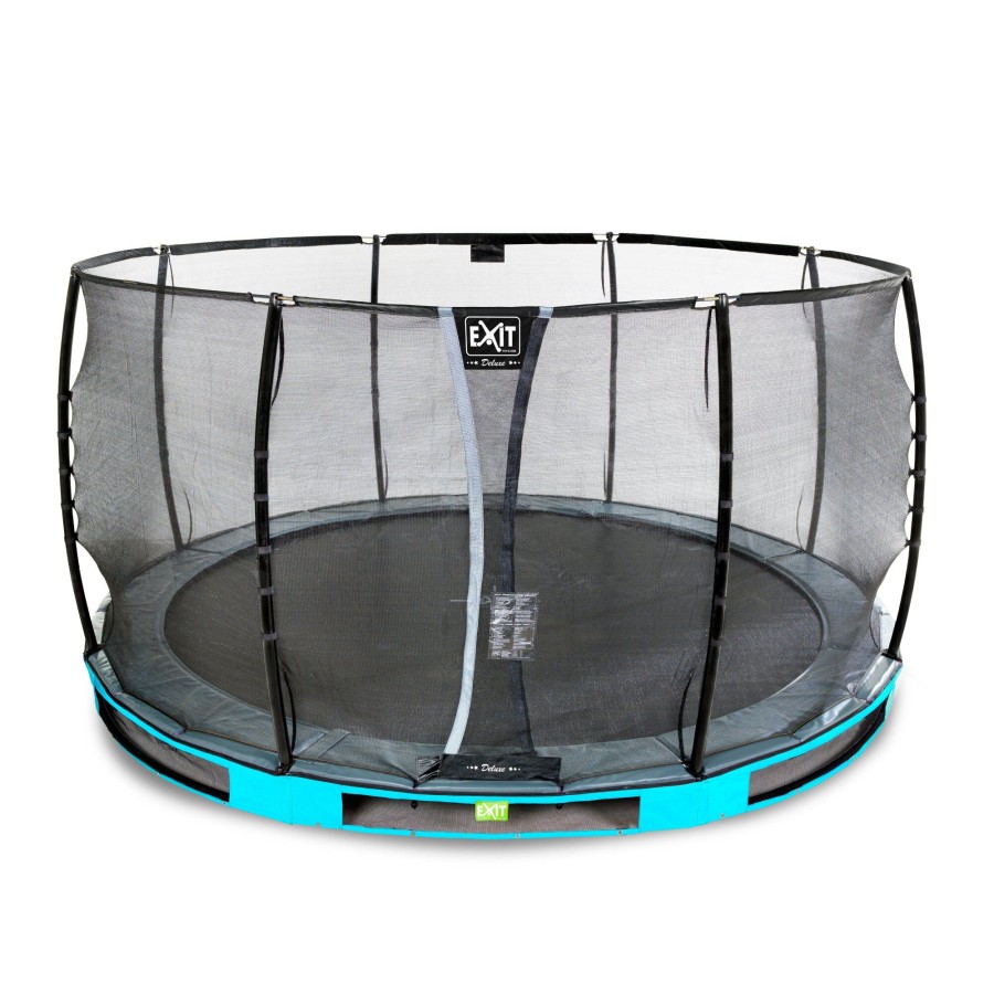 Trampolines EXIT Toys Ronde Trampolines | Exit Elegant Premium Inground Trampoline O366Cm Met Deluxe Veiligheidsnet - Blauw