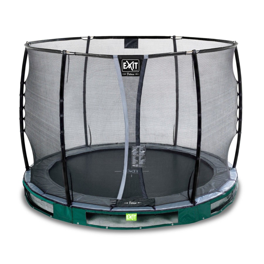 Trampolines EXIT Toys Ronde Trampolines | Exit Elegant Premium Inground Trampoline O305Cm Met Deluxe Veiligheidsnet - Groen