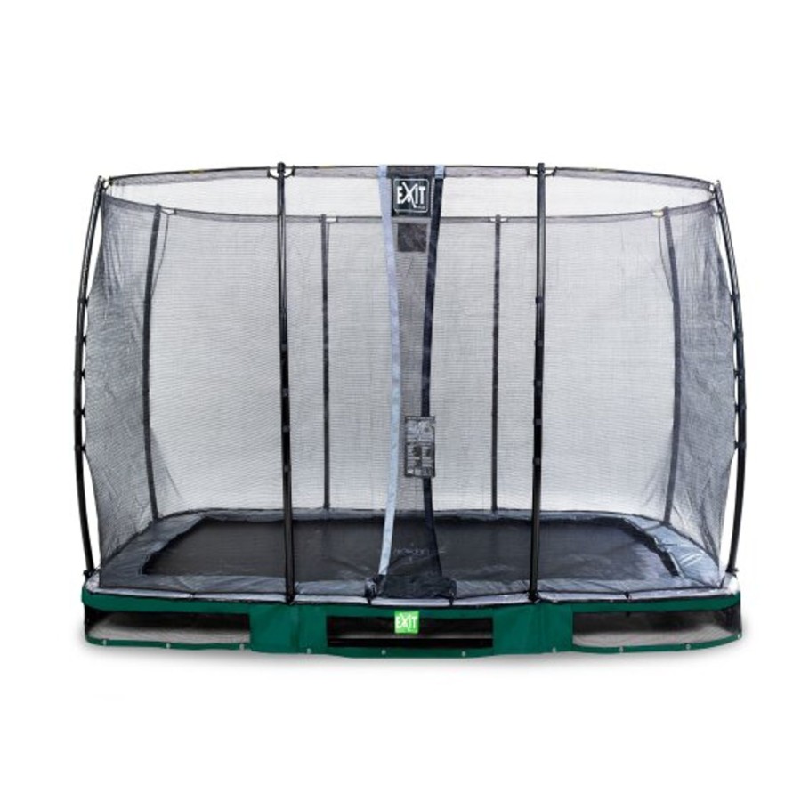 Trampolines EXIT Toys Rechthoekige Trampolines | Exit Elegant Inground Trampoline 214X366Cm Met Economy Veiligheidsnet - Groen