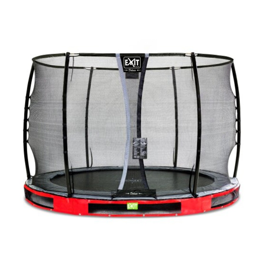 Trampolines EXIT Toys Ronde Trampolines | Exit Elegant Premium Inground Trampoline O305Cm Met Deluxe Veiligheidsnet - Rood