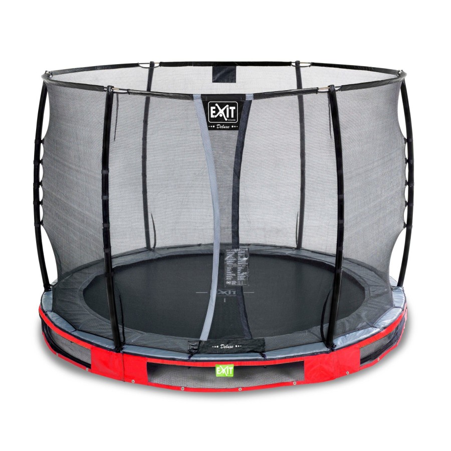 Trampolines EXIT Toys Ronde Trampolines | Exit Elegant Premium Inground Trampoline O305Cm Met Deluxe Veiligheidsnet - Rood