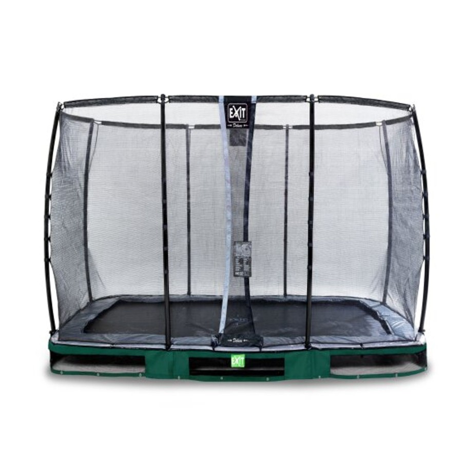 Trampolines EXIT Toys Rechthoekige Trampolines | Exit Elegant Premium Inground Trampoline 214X366Cm Met Deluxe Veiligheidsnet - Groen