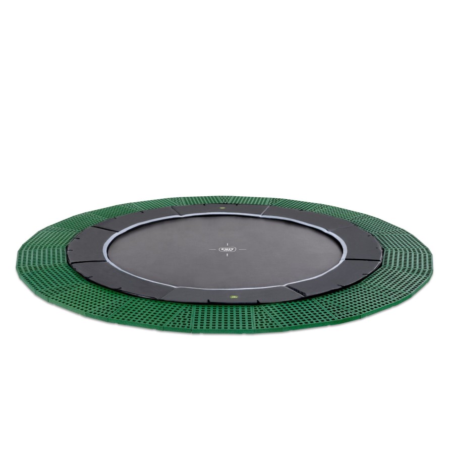 Trampolines EXIT Toys Ronde Trampolines | Exit Dynamic Groundlevel Trampoline O427Cm Met Freezone Veiligheidstegels - Zwart