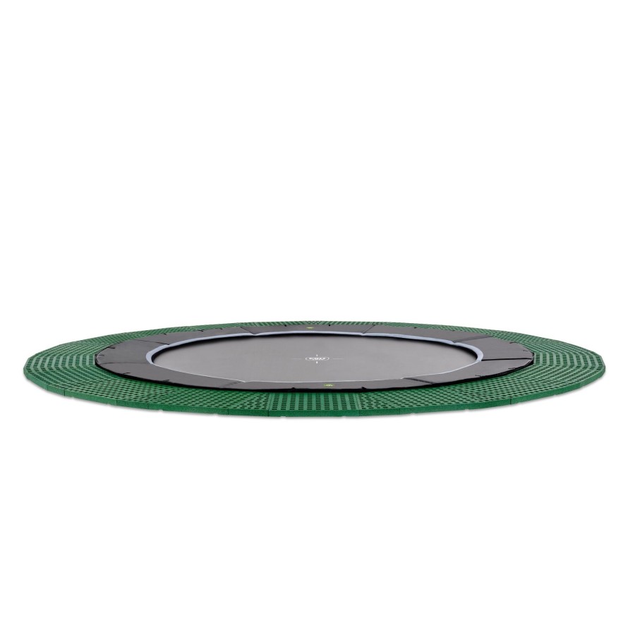 Trampolines EXIT Toys Ronde Trampolines | Exit Dynamic Groundlevel Trampoline O427Cm Met Freezone Veiligheidstegels - Zwart