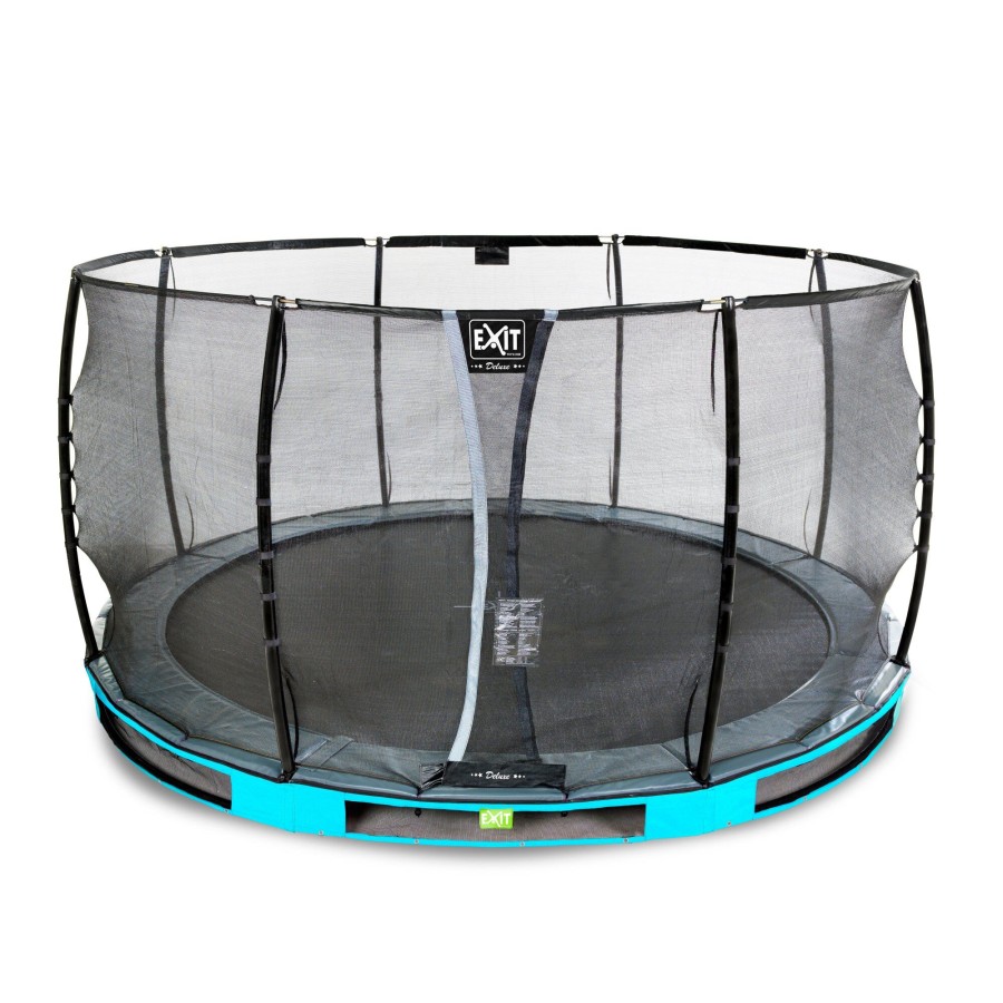 Trampolines EXIT Toys Ronde Trampolines | Exit Elegant Premium Inground Trampoline O427Cm Met Deluxe Veiligheidsnet - Blauw