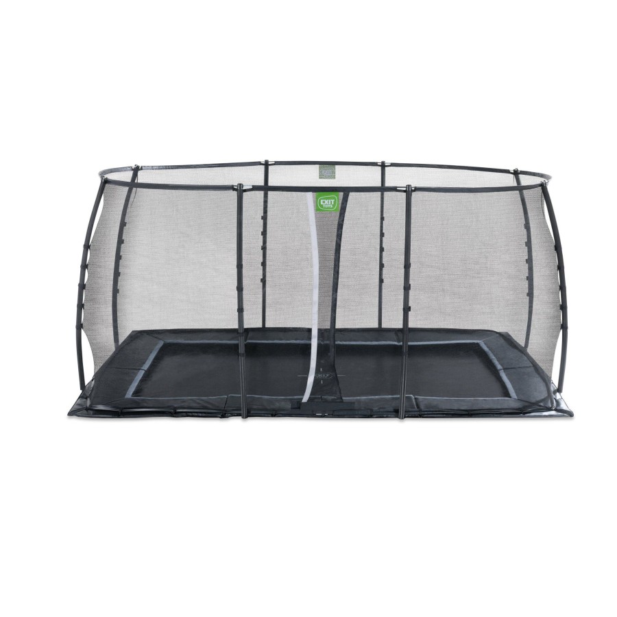 Trampolines EXIT Toys Rechthoekige Trampolines | Exit Dynamic Groundlevel Trampoline 244X427Cm Met Veiligheidsnet - Zwart