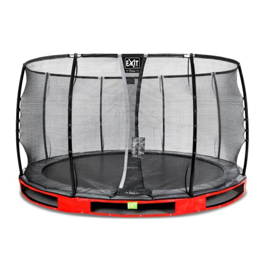 Trampolines EXIT Toys Ronde Trampolines | Exit Elegant Premium Inground Trampoline O366Cm Met Deluxe Veiligheidsnet - Rood