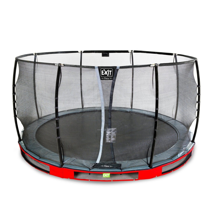 Trampolines EXIT Toys Ronde Trampolines | Exit Elegant Premium Inground Trampoline O366Cm Met Deluxe Veiligheidsnet - Rood